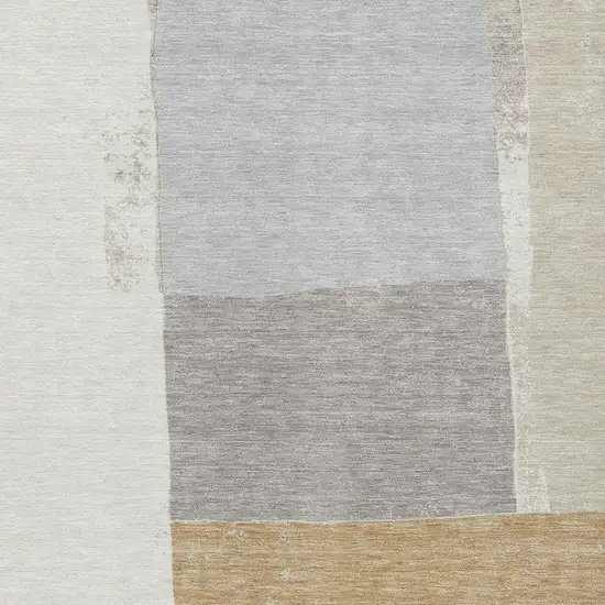 Beige And Ivory Geometric Washable Indoor Outdoor Area Rug Photo 2