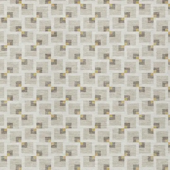 Beige And Ivory Geometric Washable Indoor Outdoor Area Rug Photo 2