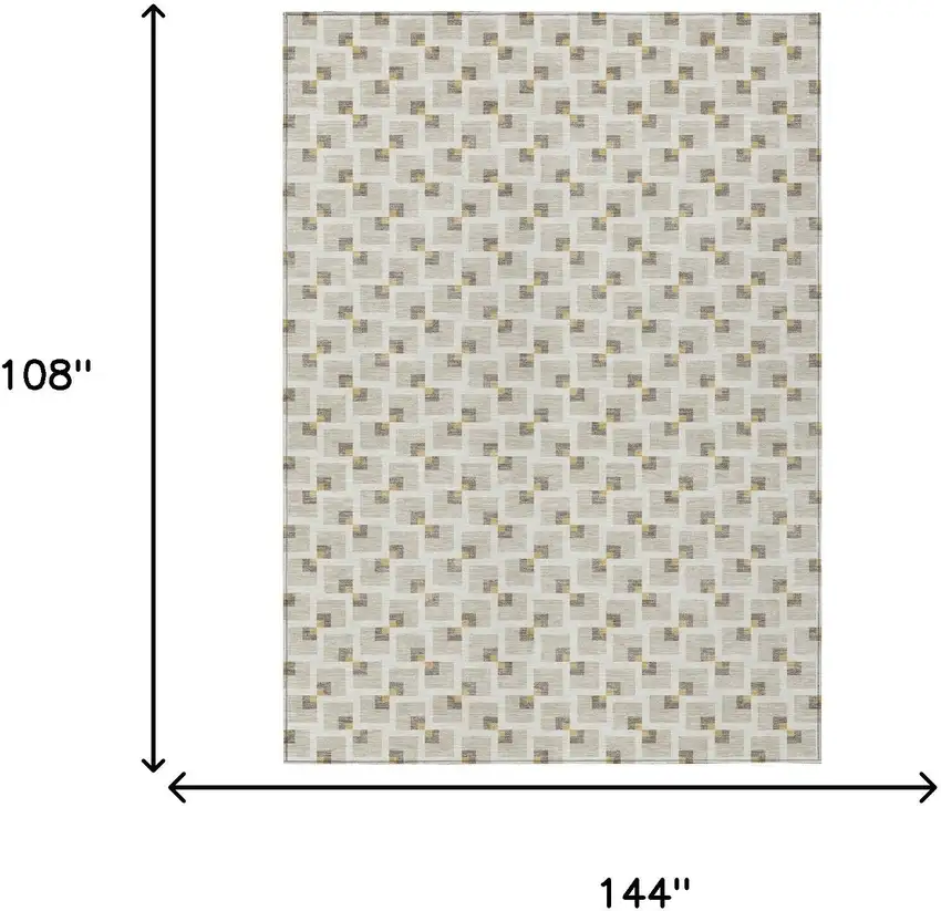 Beige And Ivory Geometric Washable Indoor Outdoor Area Rug Photo 6