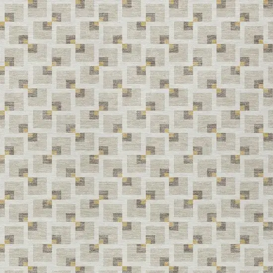 Beige And Ivory Geometric Washable Indoor Outdoor Area Rug Photo 2