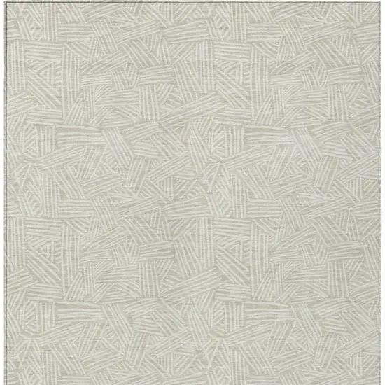 Beige And Ivory Geometric Washable Indoor Outdoor Area Rug Photo 6