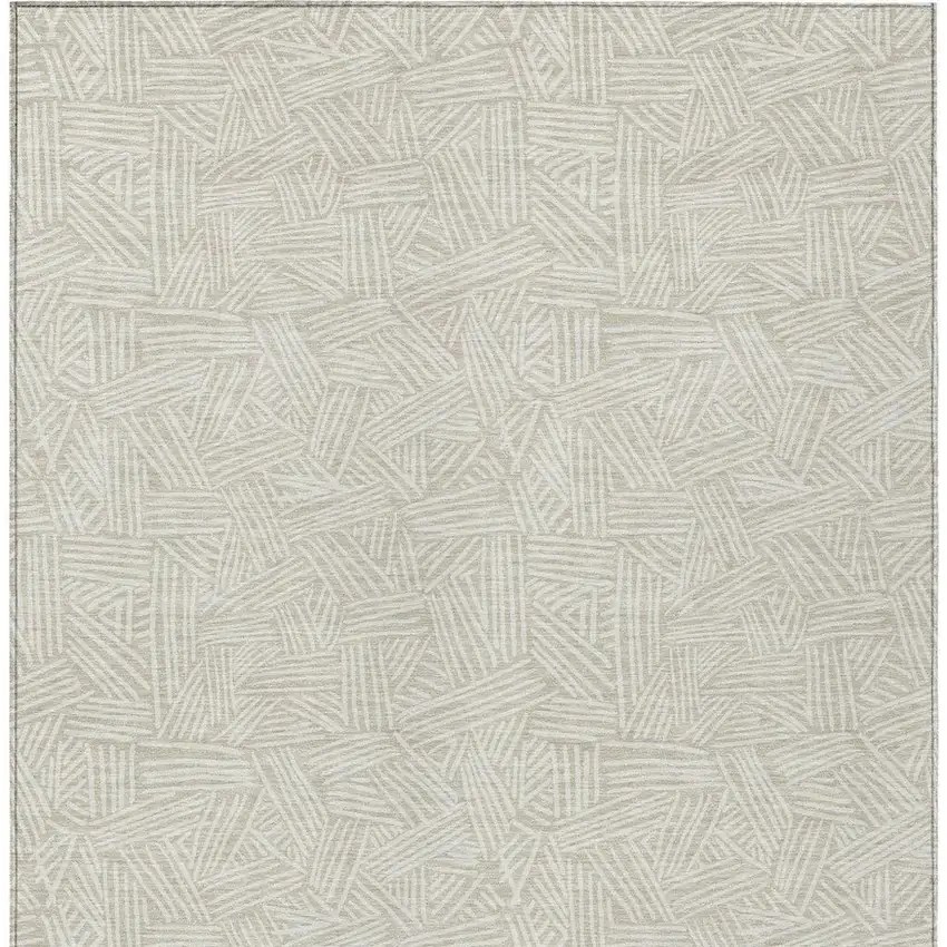Beige And Ivory Geometric Washable Indoor Outdoor Area Rug Photo 4