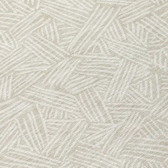 Beige And Ivory Geometric Washable Indoor Outdoor Area Rug Photo 8