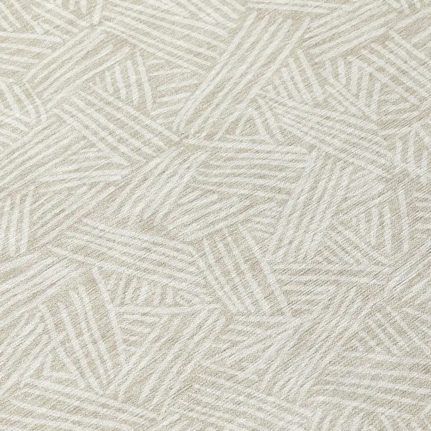 Beige And Ivory Geometric Washable Indoor Outdoor Area Rug Photo 8