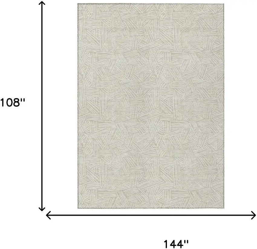 Beige And Ivory Geometric Washable Indoor Outdoor Area Rug Photo 9