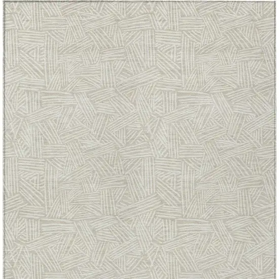 Beige And Ivory Geometric Washable Indoor Outdoor Area Rug Photo 4