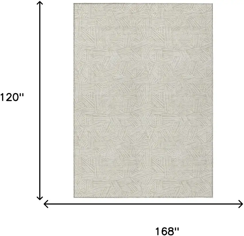 Beige And Ivory Geometric Washable Indoor Outdoor Area Rug Photo 9