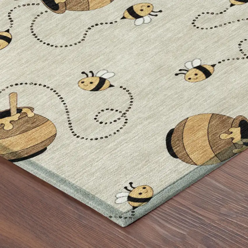 Beige And Ivory Geometric Washable Indoor Outdoor Area Rug Photo 7
