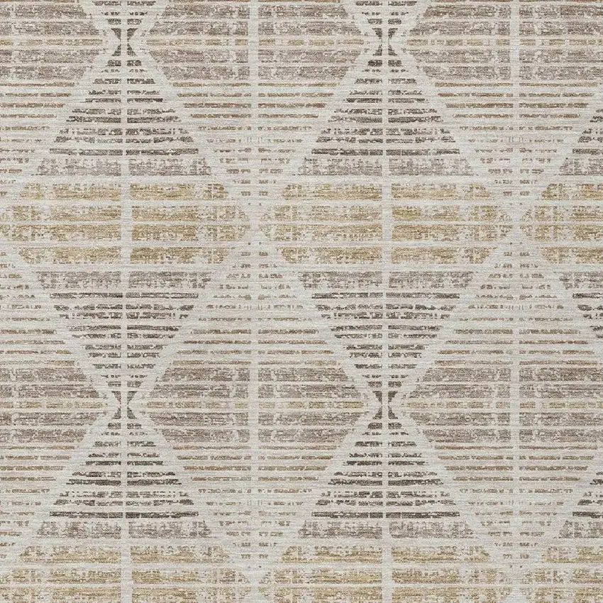 Beige And Ivory Geometric Washable Indoor Outdoor Area Rug Photo 3