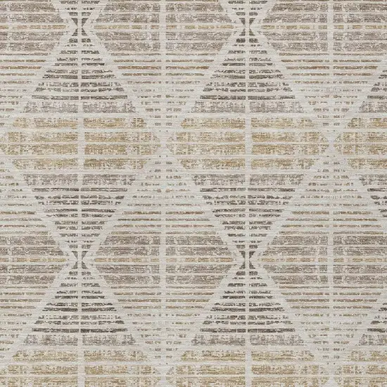 Beige And Ivory Geometric Washable Indoor Outdoor Area Rug Photo 3
