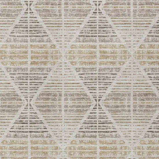Beige And Ivory Geometric Washable Indoor Outdoor Area Rug Photo 5