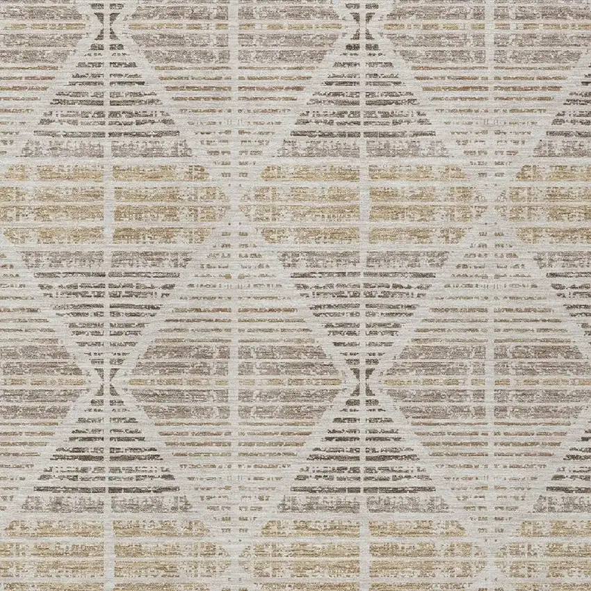 Beige And Ivory Geometric Washable Indoor Outdoor Area Rug Photo 5