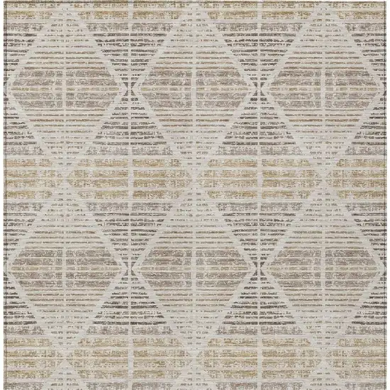 Beige And Ivory Geometric Washable Indoor Outdoor Area Rug Photo 6
