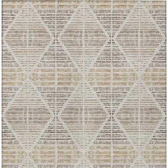 Beige And Ivory Geometric Washable Indoor Outdoor Area Rug Photo 4