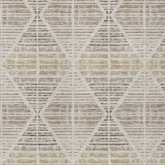 Beige And Ivory Geometric Washable Indoor Outdoor Area Rug Photo 5