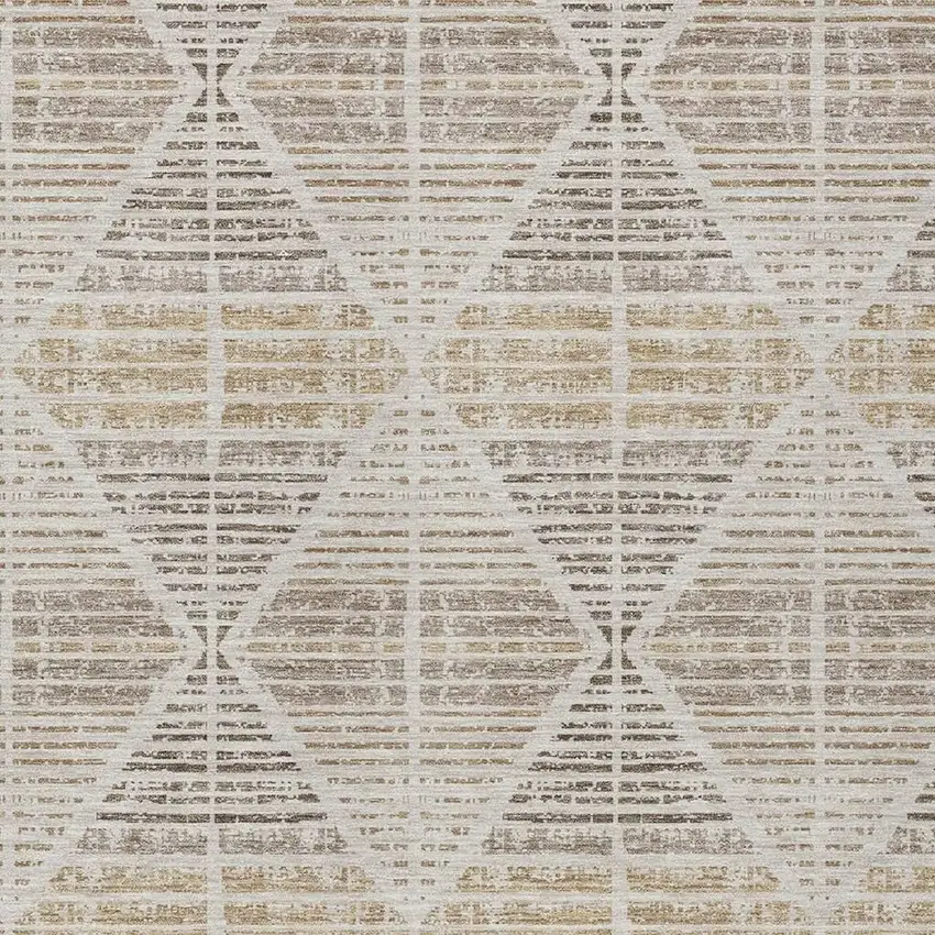 Beige And Ivory Geometric Washable Indoor Outdoor Area Rug Photo 5