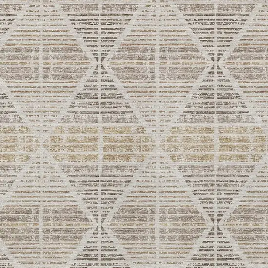 Beige And Ivory Geometric Washable Indoor Outdoor Area Rug Photo 3