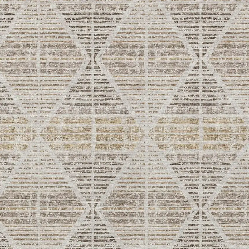 Beige And Ivory Geometric Washable Indoor Outdoor Area Rug Photo 3