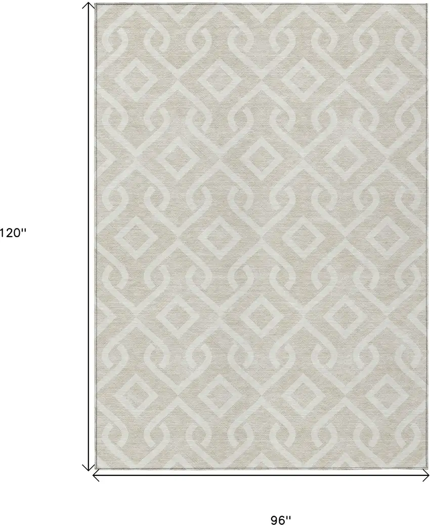 Beige And Ivory Geometric Washable Indoor Outdoor Area Rug Photo 3