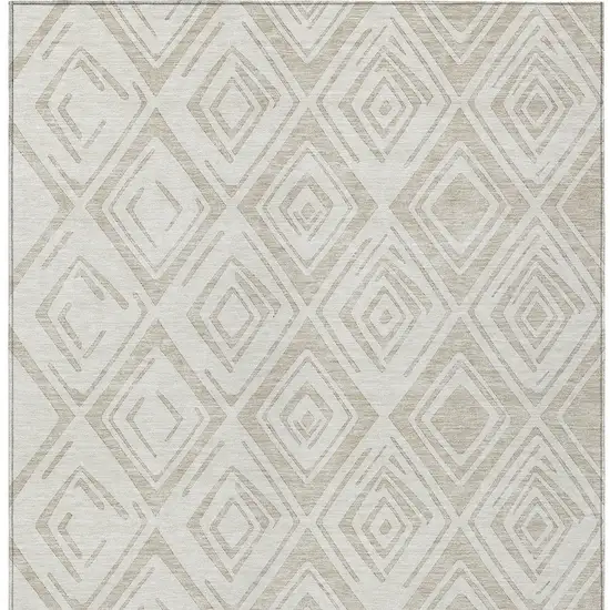 Beige And Ivory Geometric Washable Indoor Outdoor Area Rug Photo 4