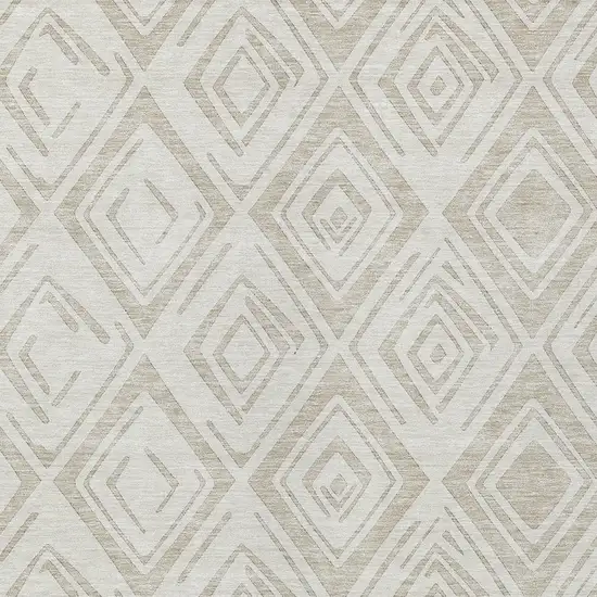 Beige And Ivory Geometric Washable Indoor Outdoor Area Rug Photo 4