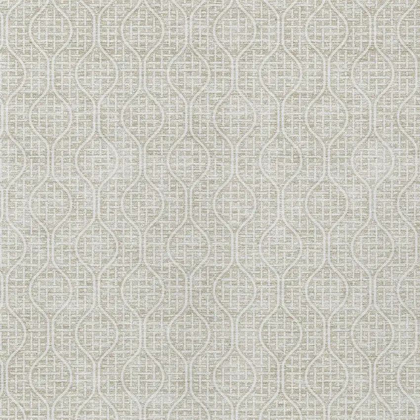Beige And Ivory Geometric Washable Indoor Outdoor Area Rug Photo 3