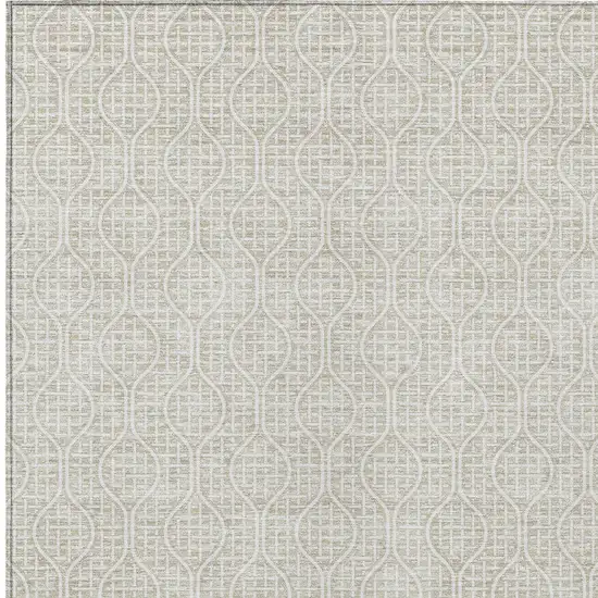 Beige And Ivory Geometric Washable Indoor Outdoor Area Rug Photo 5