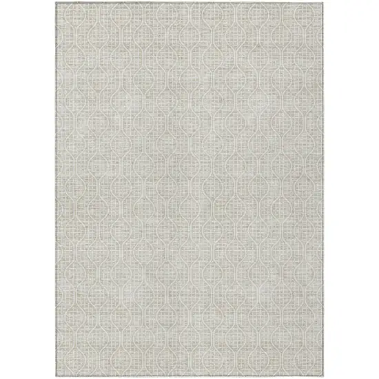 Beige And Ivory Geometric Washable Indoor Outdoor Area Rug Photo 2