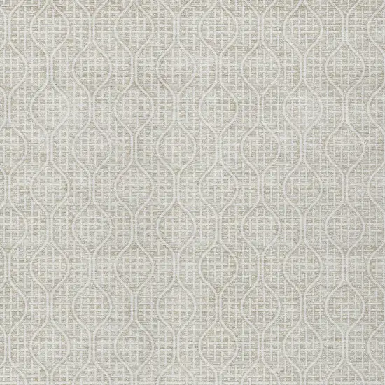 Beige And Ivory Geometric Washable Indoor Outdoor Area Rug Photo 5