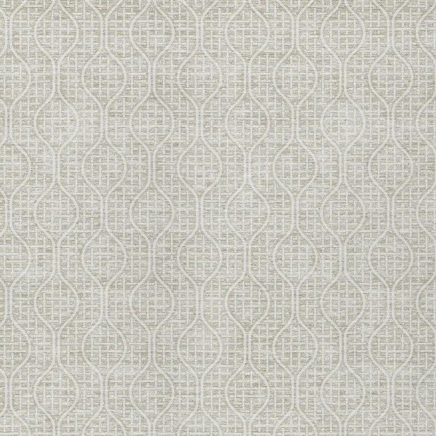 Beige And Ivory Geometric Washable Indoor Outdoor Area Rug Photo 5