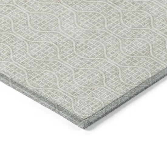Beige And Ivory Geometric Washable Indoor Outdoor Area Rug Photo 4