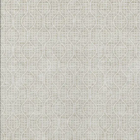 Beige And Ivory Geometric Washable Indoor Outdoor Area Rug Photo 5