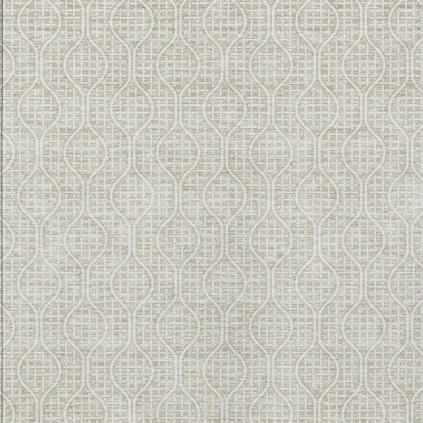Beige And Ivory Geometric Washable Indoor Outdoor Area Rug Photo 5
