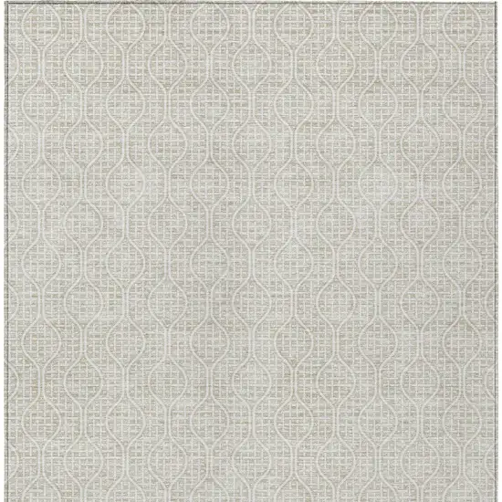 Beige And Ivory Geometric Washable Indoor Outdoor Area Rug Photo 6
