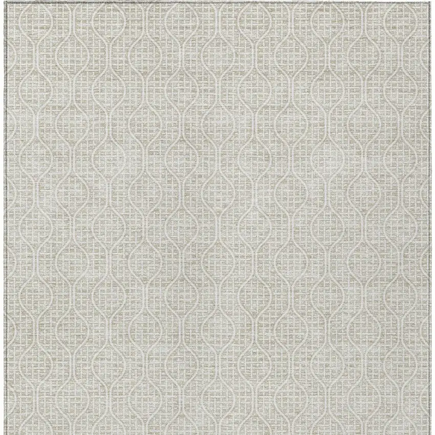 Beige And Ivory Geometric Washable Indoor Outdoor Area Rug Photo 6