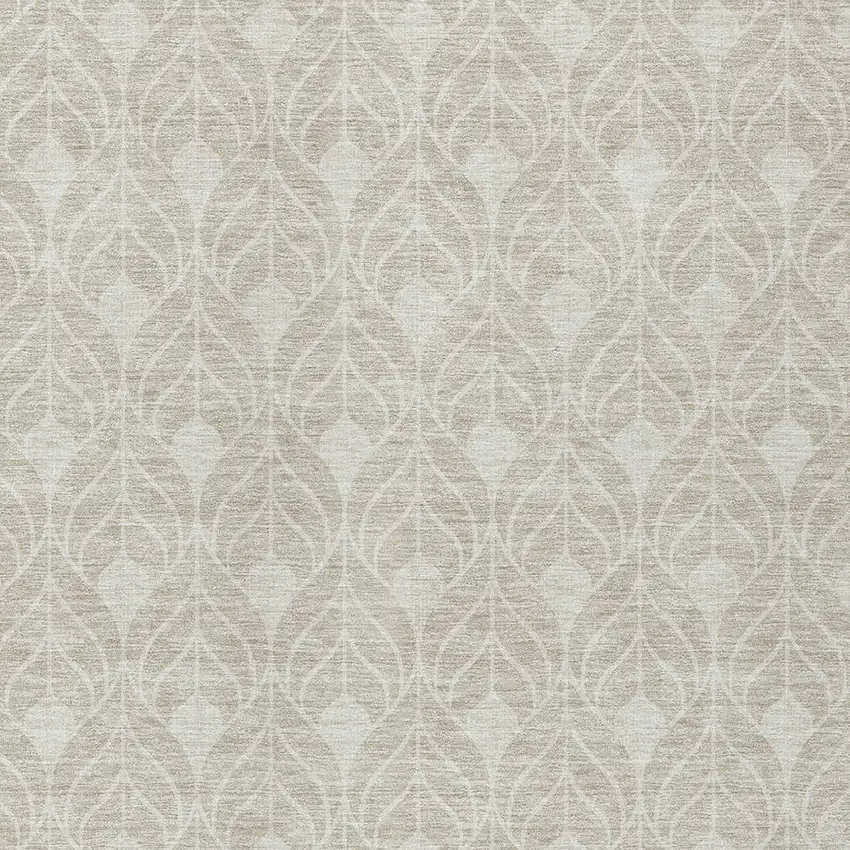 Beige And Ivory Geometric Washable Indoor Outdoor Area Rug Photo 6