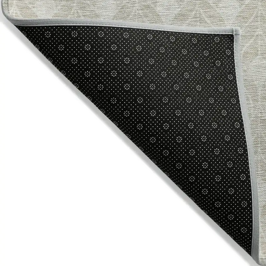 Beige And Ivory Geometric Washable Indoor Outdoor Area Rug Photo 4