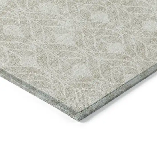 Beige And Ivory Geometric Washable Indoor Outdoor Area Rug Photo 5