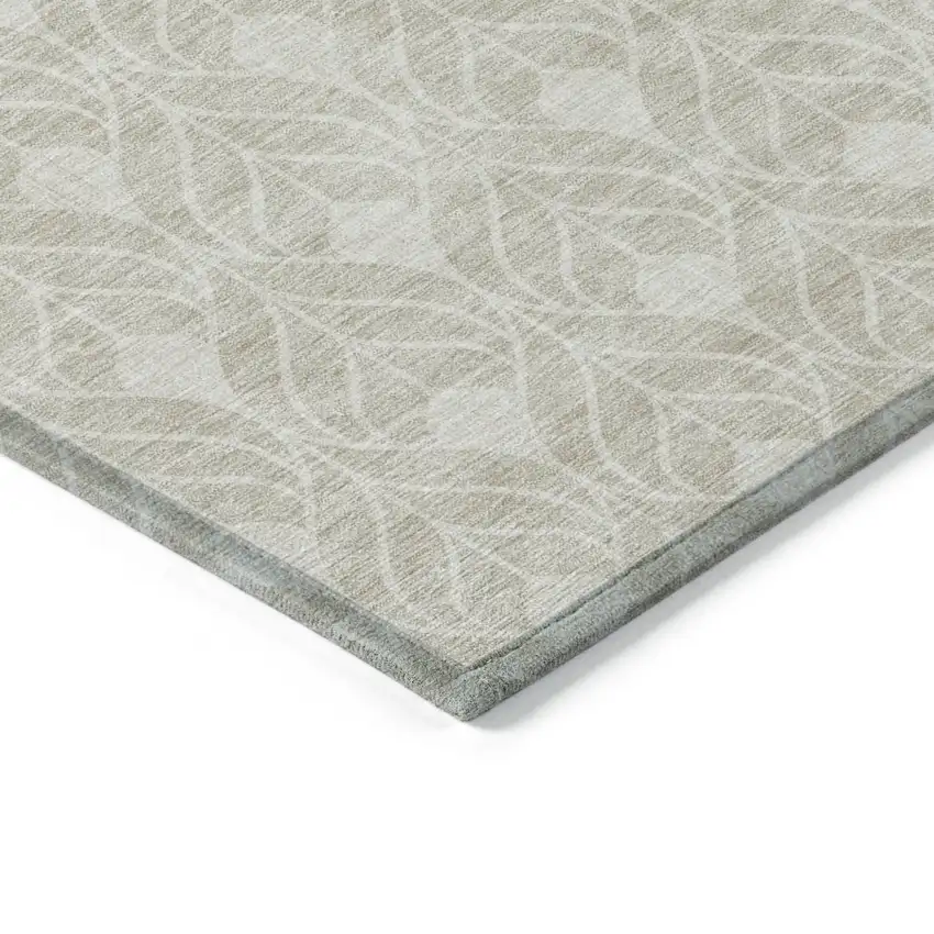 Beige And Ivory Geometric Washable Indoor Outdoor Area Rug Photo 5