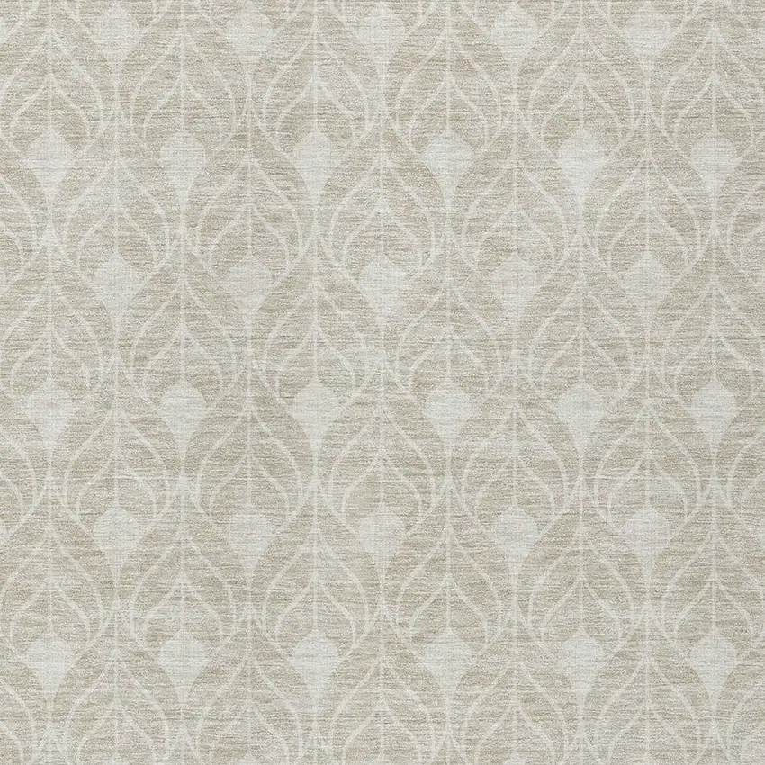 Beige And Ivory Geometric Washable Indoor Outdoor Area Rug Photo 6