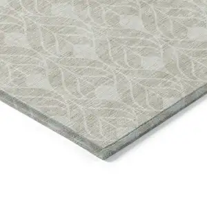 Photo of Beige And Ivory Geometric Washable Indoor Outdoor Area Rug