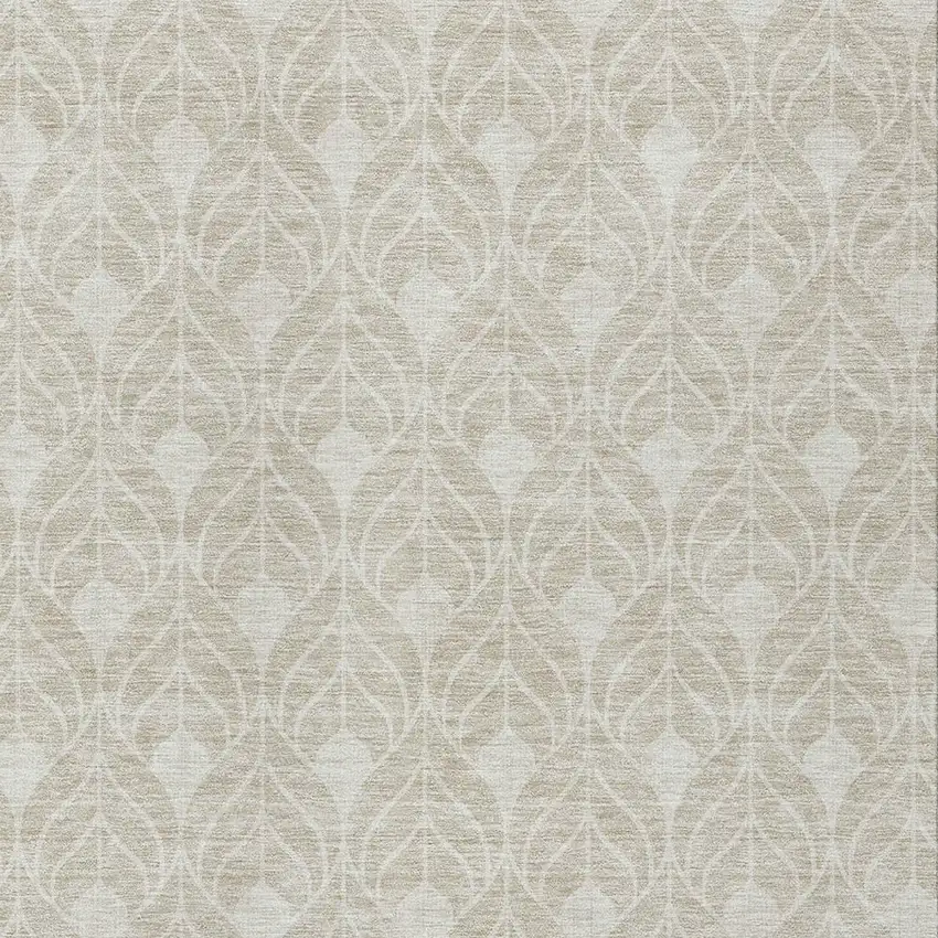 Beige And Ivory Geometric Washable Indoor Outdoor Area Rug Photo 5