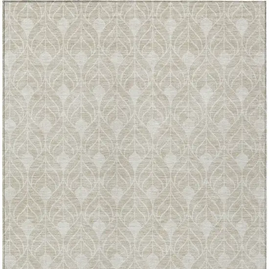 Beige And Ivory Geometric Washable Indoor Outdoor Area Rug Photo 6