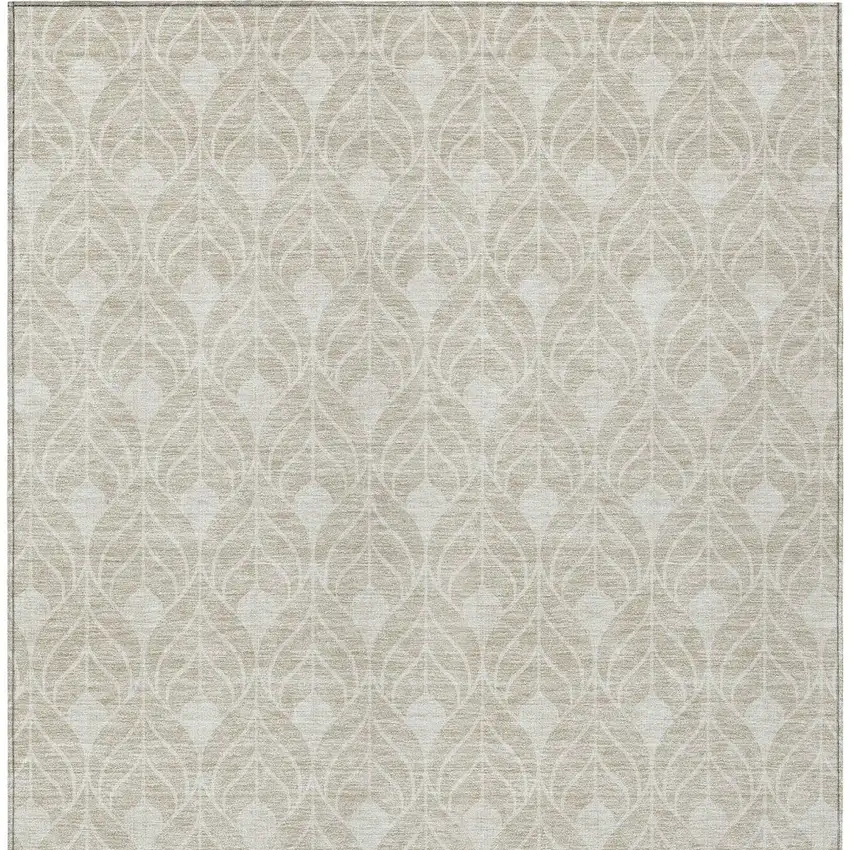 Beige And Ivory Geometric Washable Indoor Outdoor Area Rug Photo 6