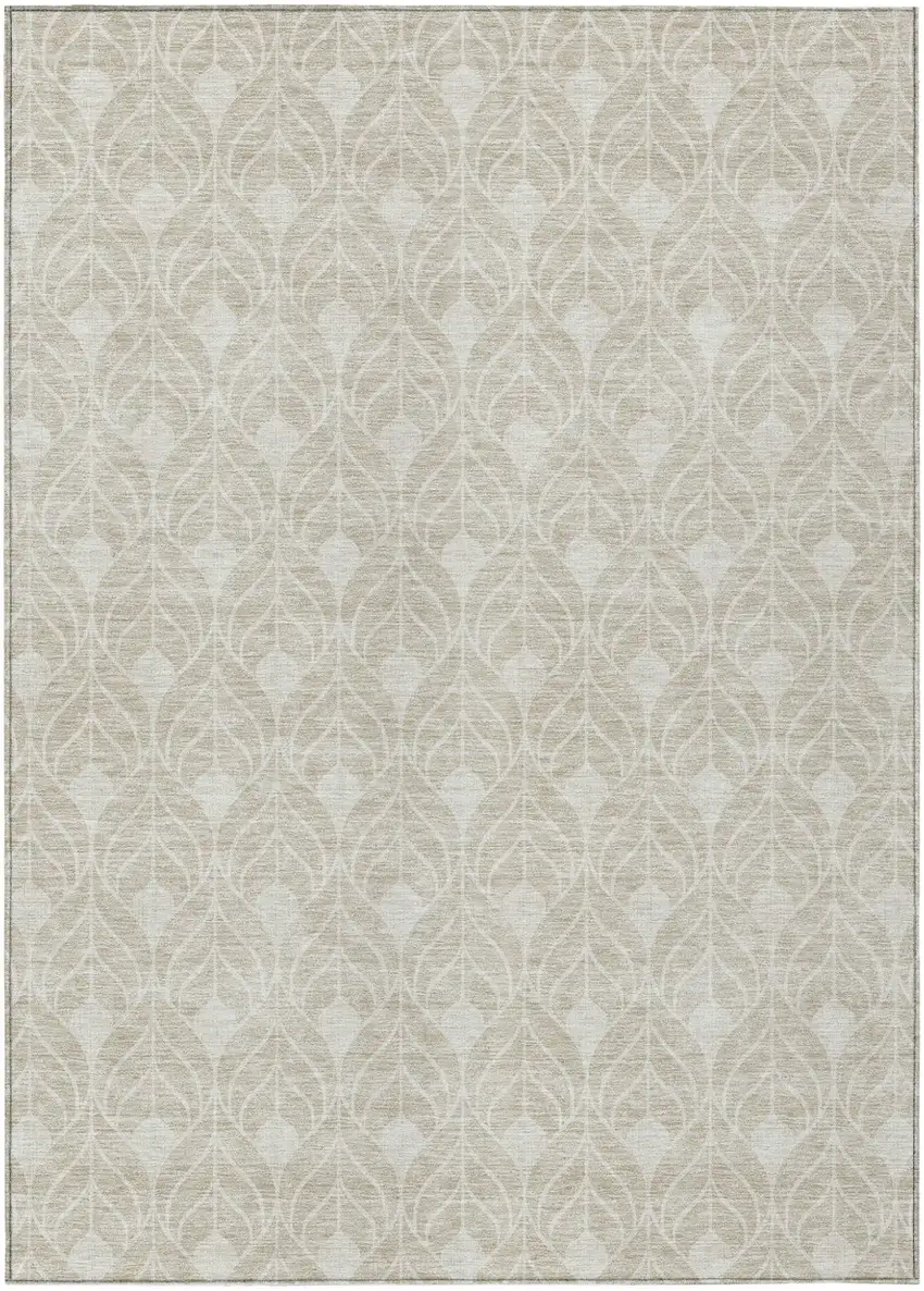 Beige And Ivory Geometric Washable Indoor Outdoor Area Rug Photo 2