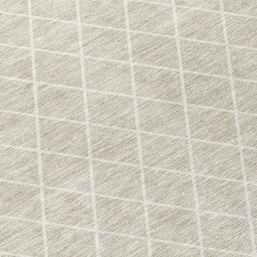 Beige And Ivory Geometric Washable Indoor Outdoor Area Rug Photo 5