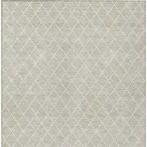 Photo of Beige And Ivory Geometric Washable Indoor Outdoor Area Rug