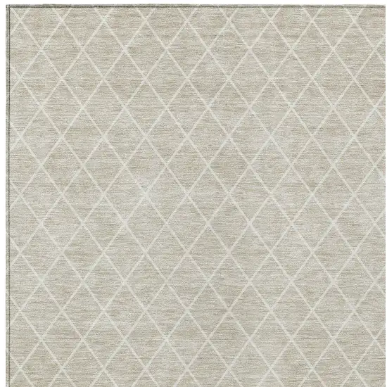 Beige And Ivory Geometric Washable Indoor Outdoor Area Rug Photo 6