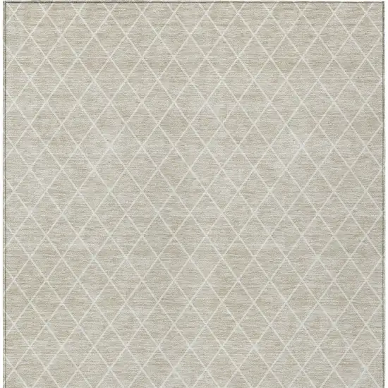 Beige And Ivory Geometric Washable Indoor Outdoor Area Rug Photo 7