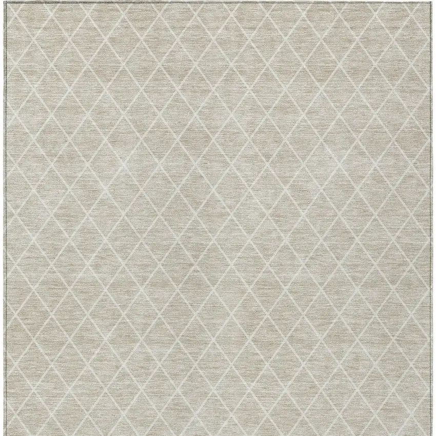 Beige And Ivory Geometric Washable Indoor Outdoor Area Rug Photo 7